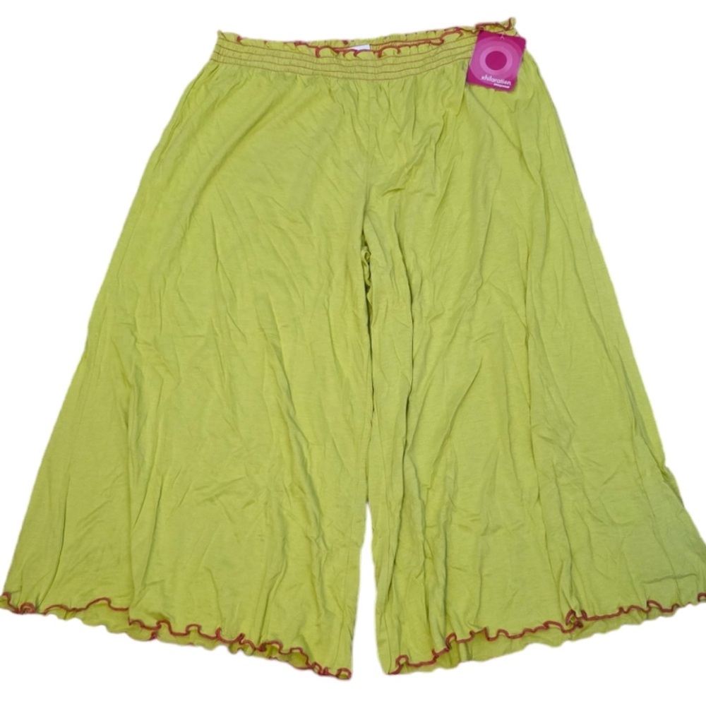 New With Tags XL Lime Green Wide-Leg Pants - Boho Coachella Beach Funky Unique